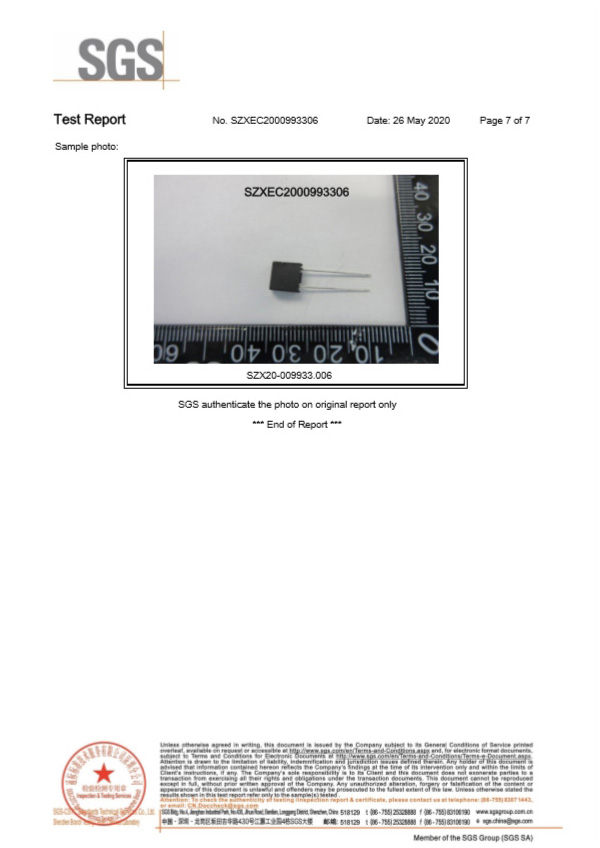 集電通JFS塑封方形微型保險(xiǎn)絲SGS認(rèn)證報(bào)告